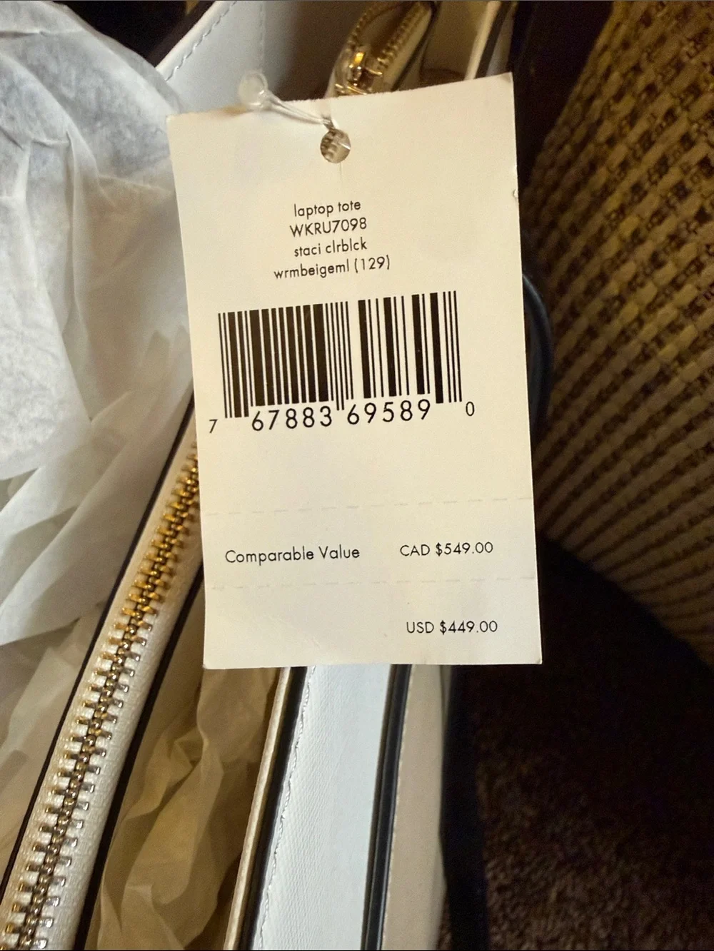 kate spade two-tone beige and black tote
